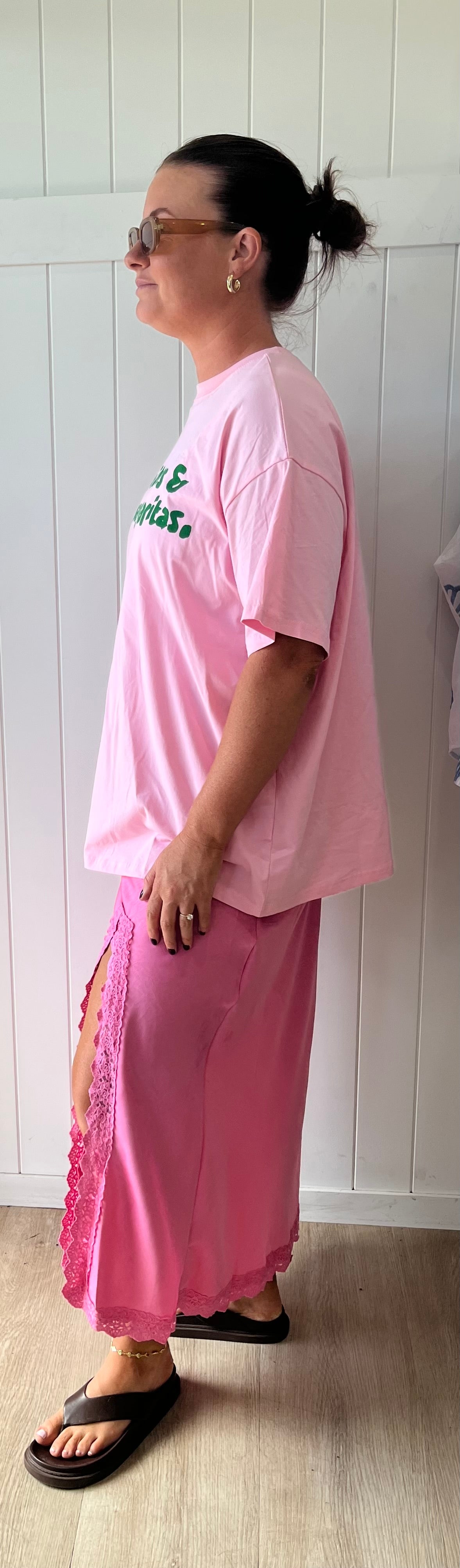 Ebby & I Chantelle Skirt Pink With Lace