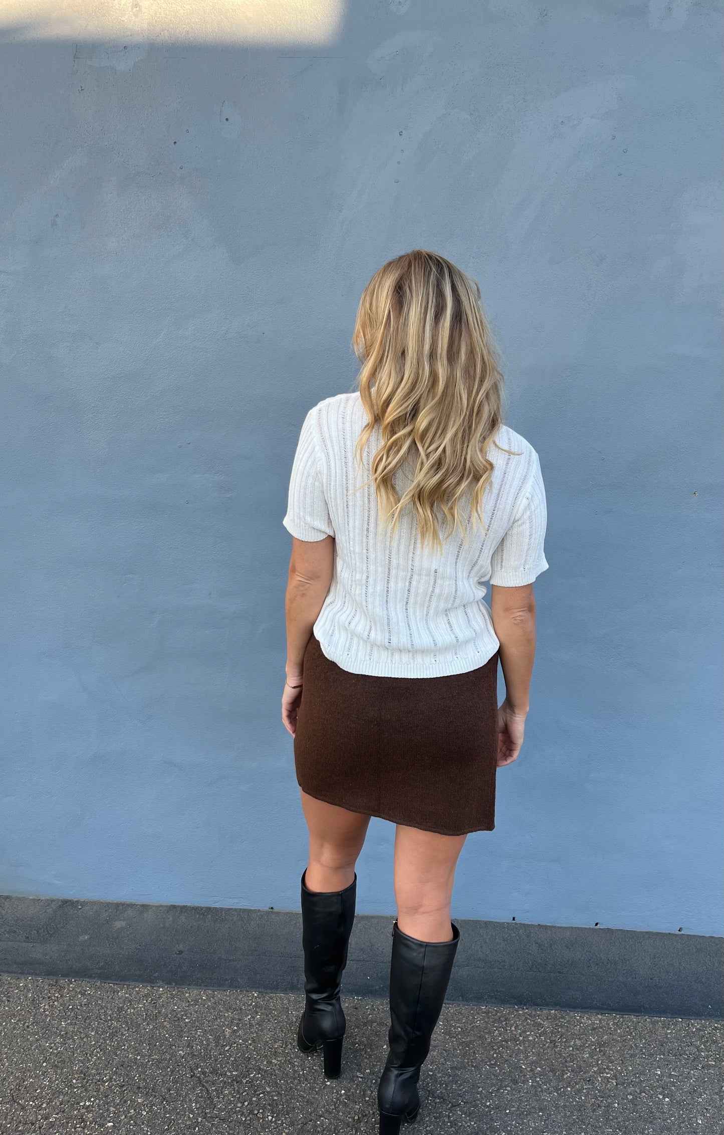 By Frankie Knit Mini Skirt (Chocolate)