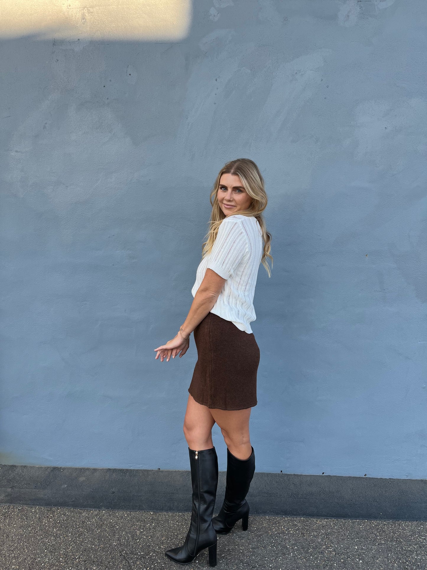 By Frankie Knit Mini Skirt (Chocolate)