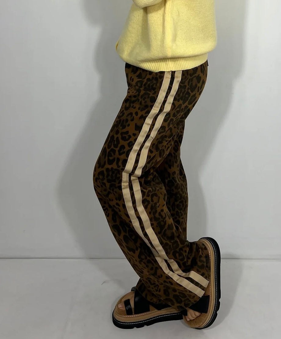 By Frankie Dark Leopard Racer Pants