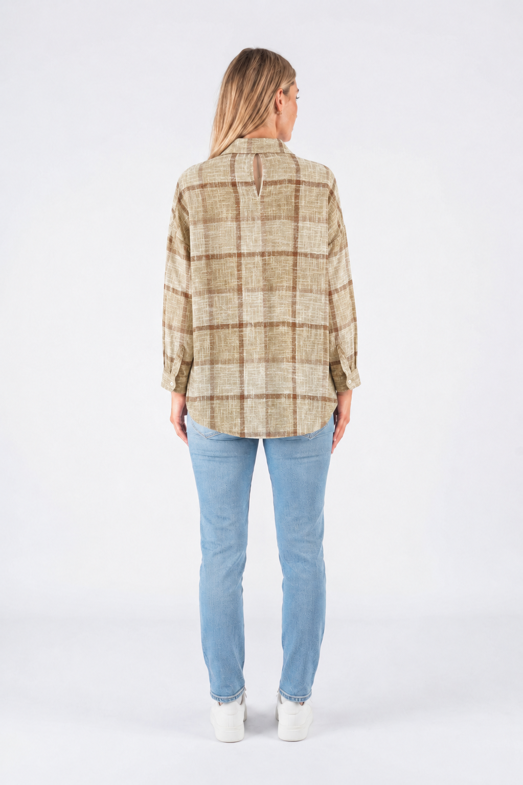 Linen Cotten Check shirt