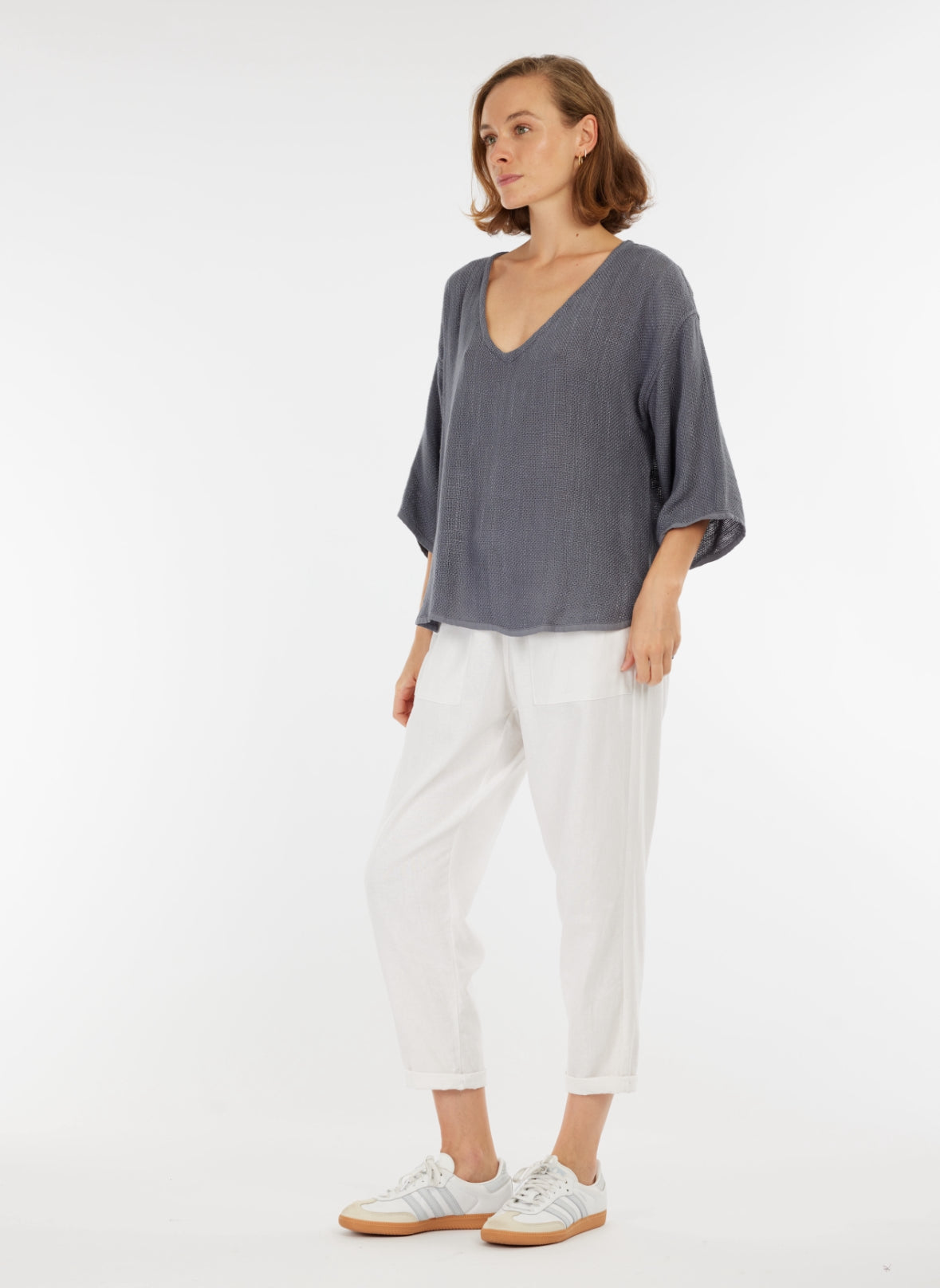 Carbon Estelle Hessian V Neck (Storm)