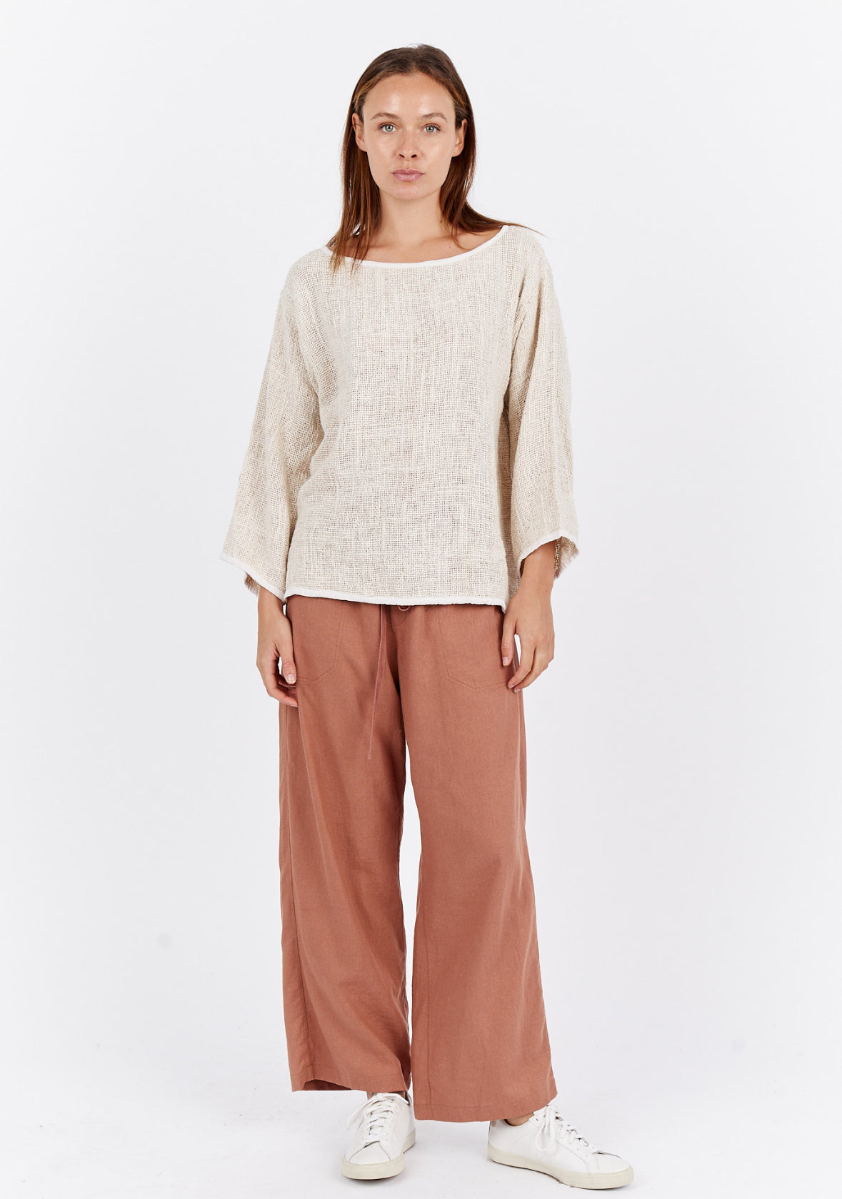 Carbon Elena Cotton Hessian Top Natural
