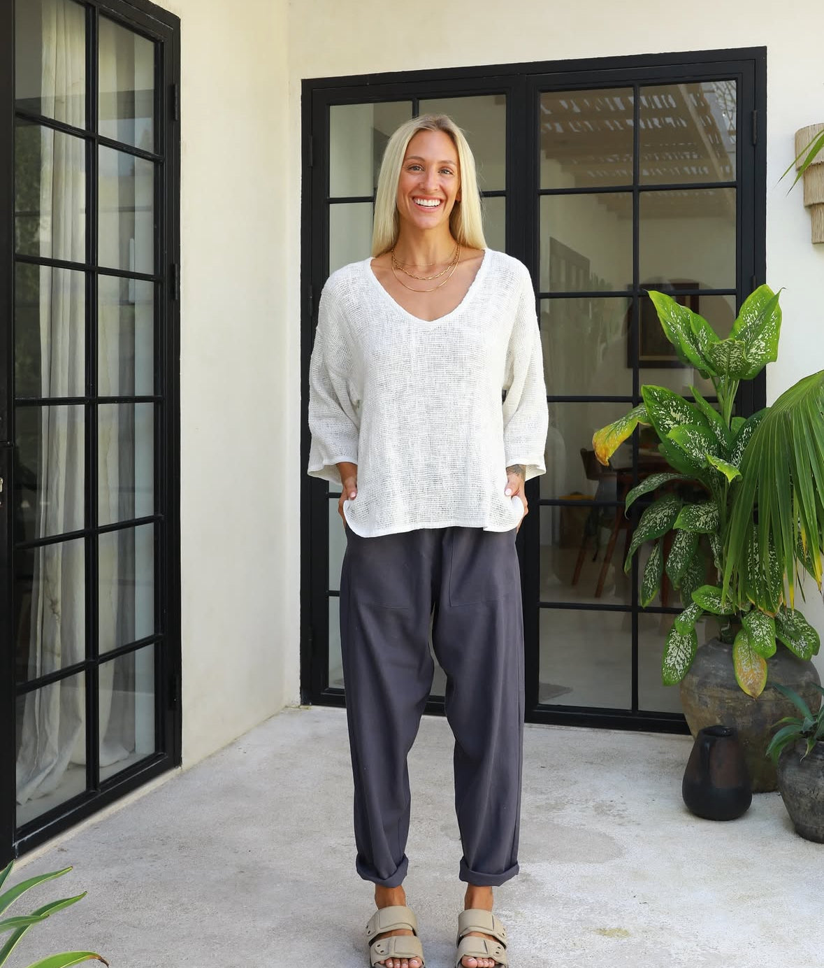 Carbon Tuscan Linen Pant - Black