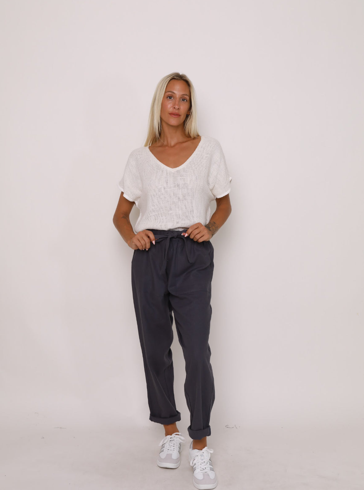 Carbon Tuscan Linen Pant - Black