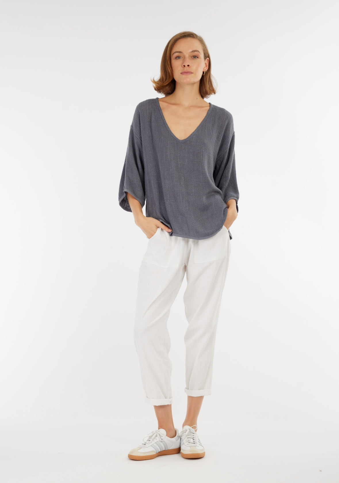 Carbon Estelle Hessian V Neck (Storm)