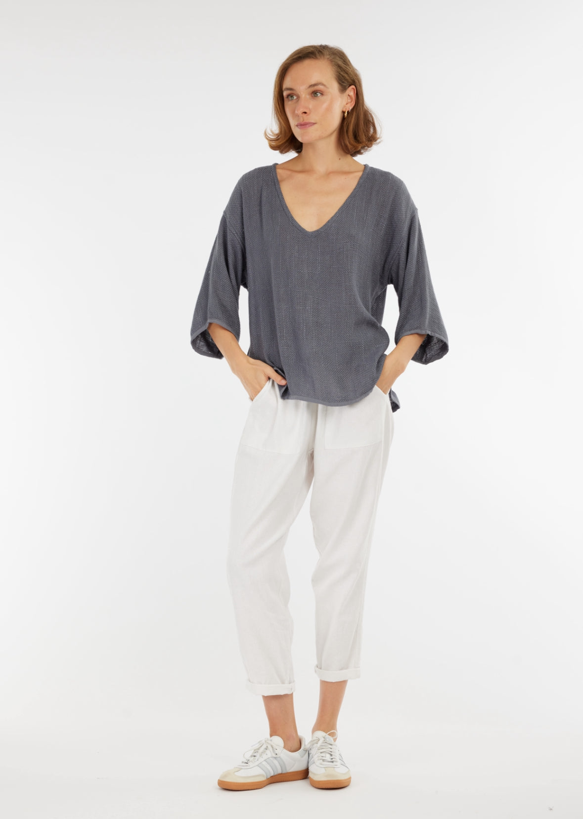 Carbon Estelle Hessian V Neck (Storm)
