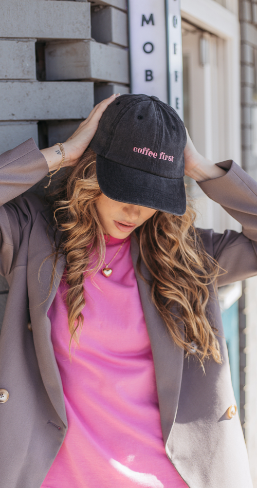 Gigi Washed Denim Cap: Coffee First Black