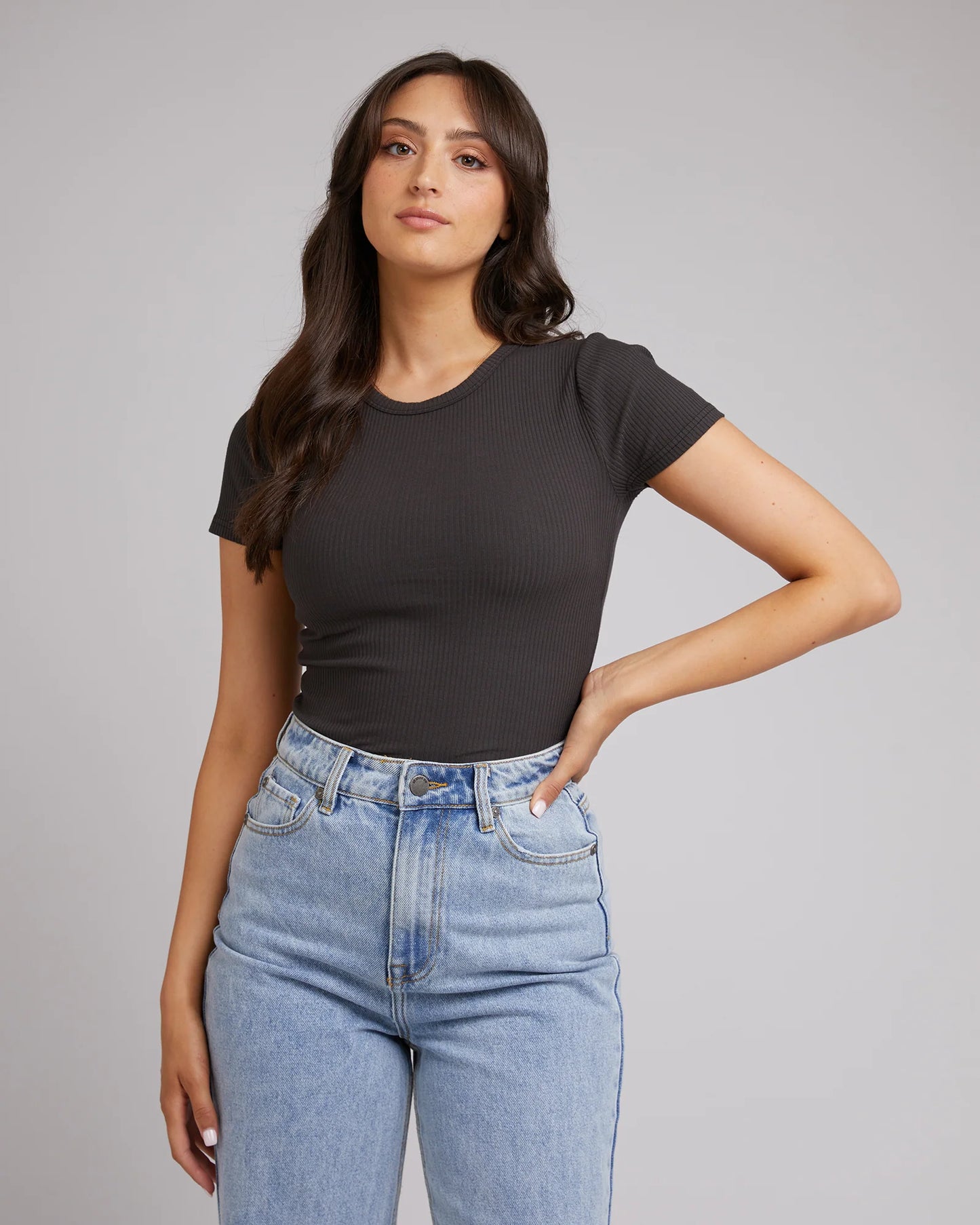 All About Eve Eve Baby Rib Tee Washed Black