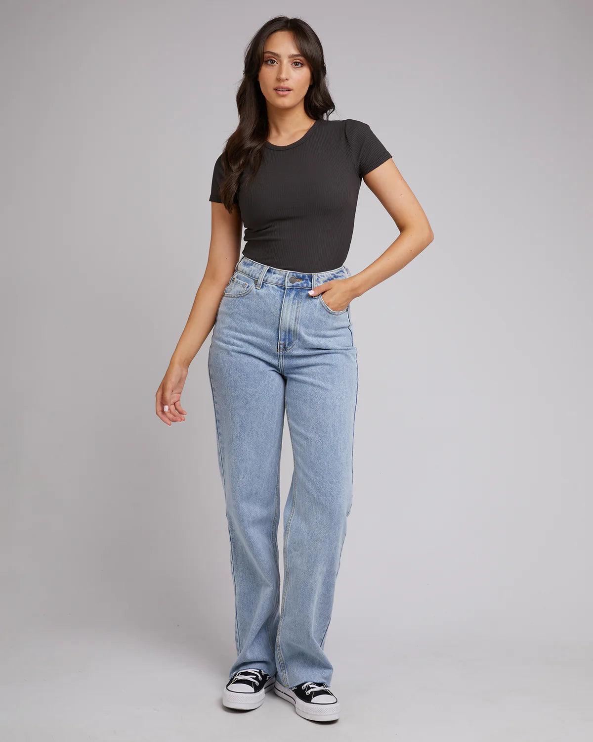 All About Eve Eve Baby Rib Tee Washed Black