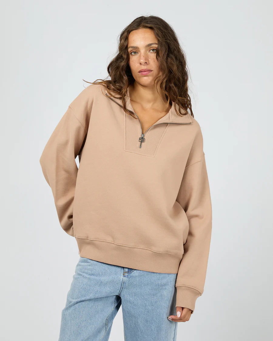 Silent Theory Luxe 1/4 Zip Crew Taupe