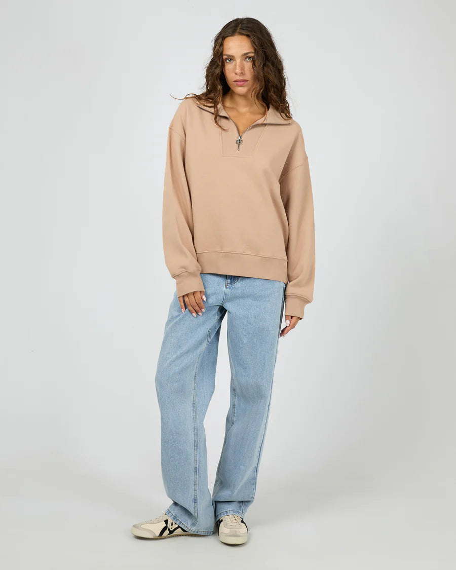 Silent Theory Luxe 1/4 Zip Crew Taupe