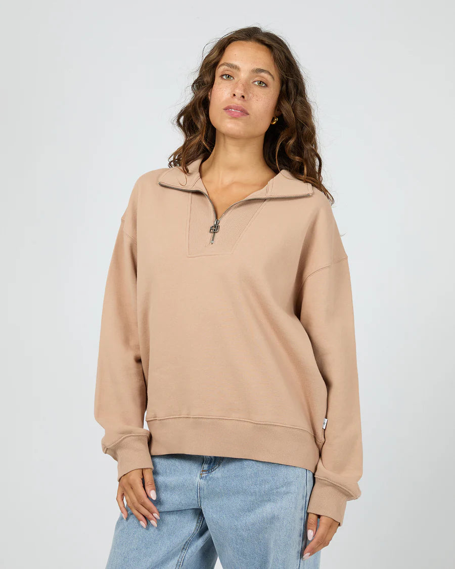 Silent Theory Luxe 1/4 Zip Crew Taupe