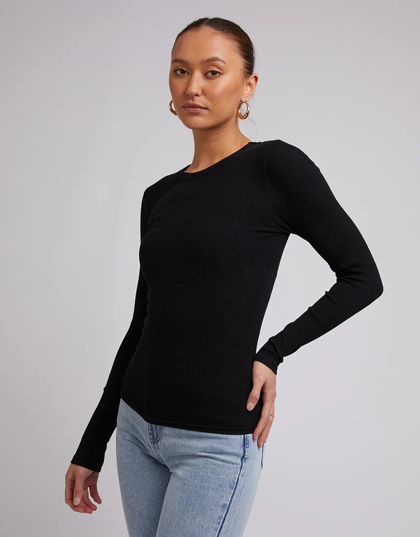 Silent Theory Rib Long Sleeve Tee Black