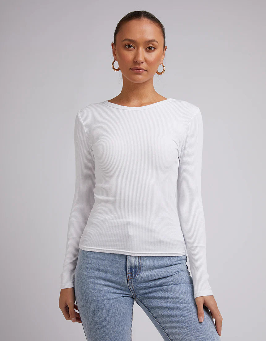 Silent Theory Rib Long Sleeve Tee White