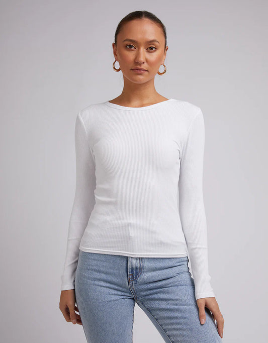 Silent Theory Rib Long Sleeve Tee White