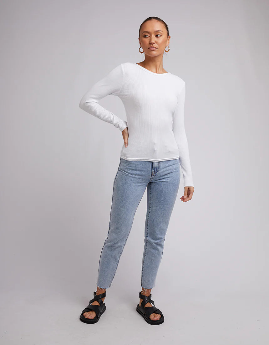 Silent Theory Rib Long Sleeve Tee White
