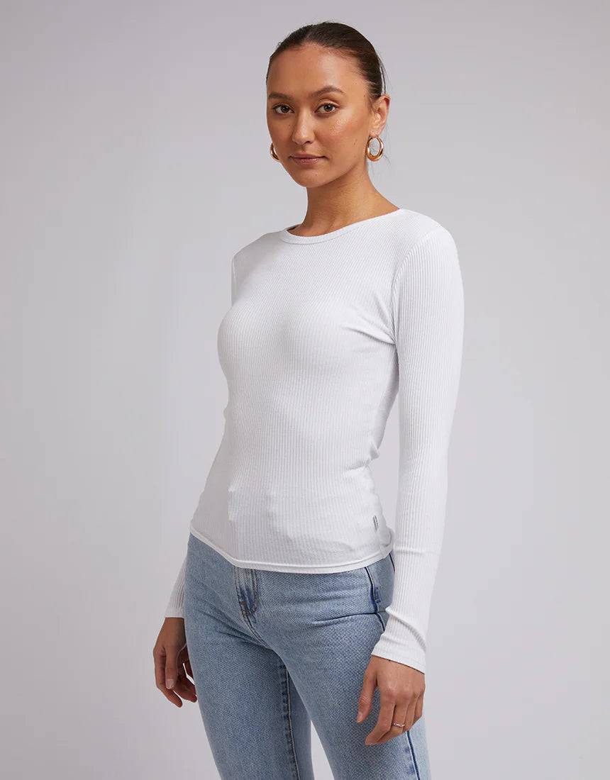 Silent Theory Rib Long Sleeve Tee White