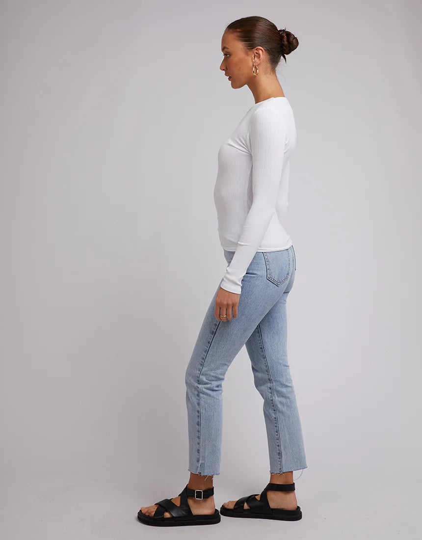 Silent Theory Rib Long Sleeve Tee White