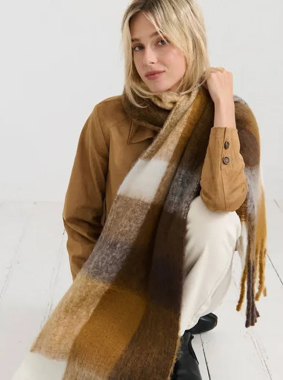 Dijon Checkered Fluffy Scarf - Angel Whisper Accessories