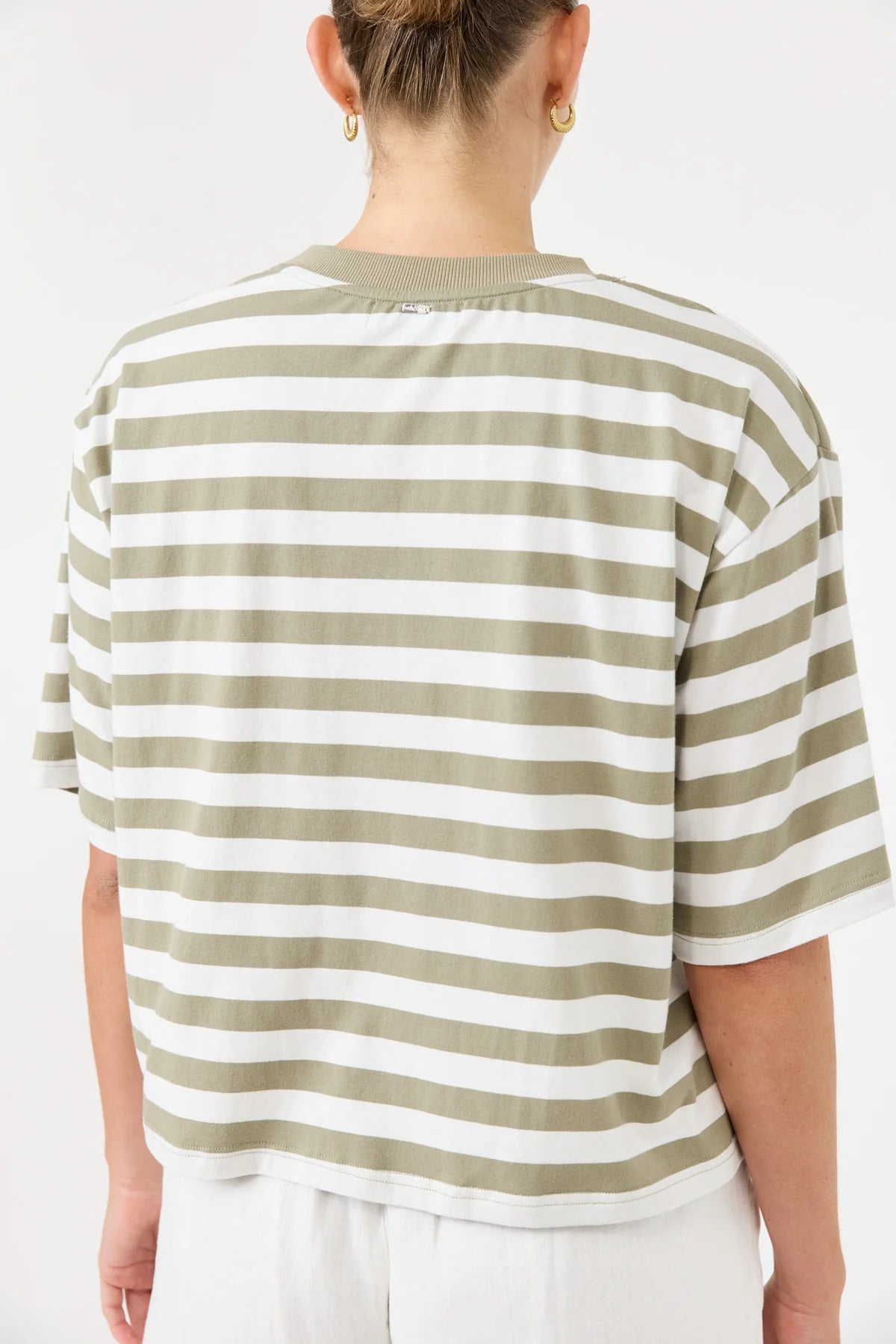 Eb and Ive Studio Stripe TShirt - Olive
