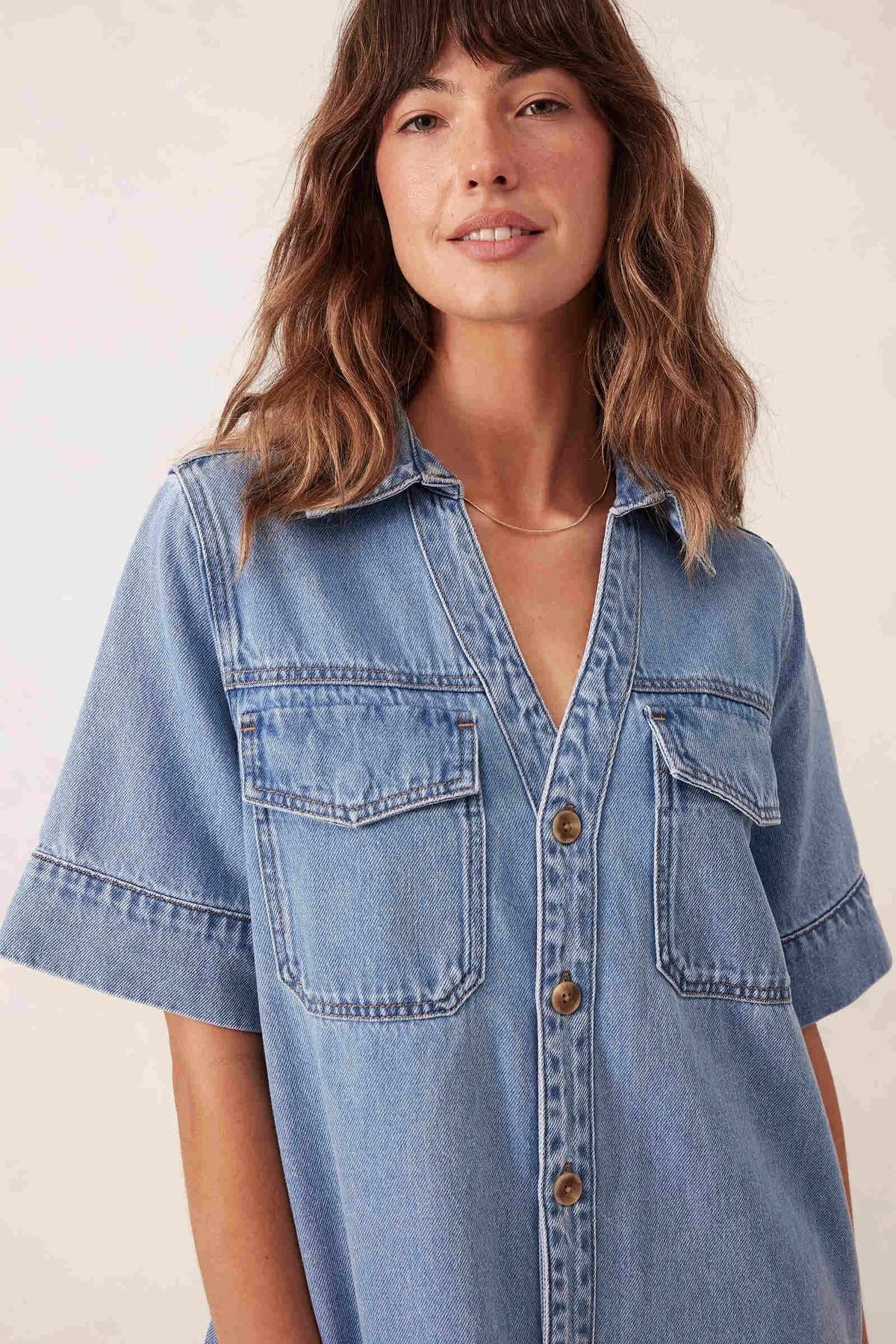 Ceres Life Sammy Relaxed Shirt Dress - Vintage Blue