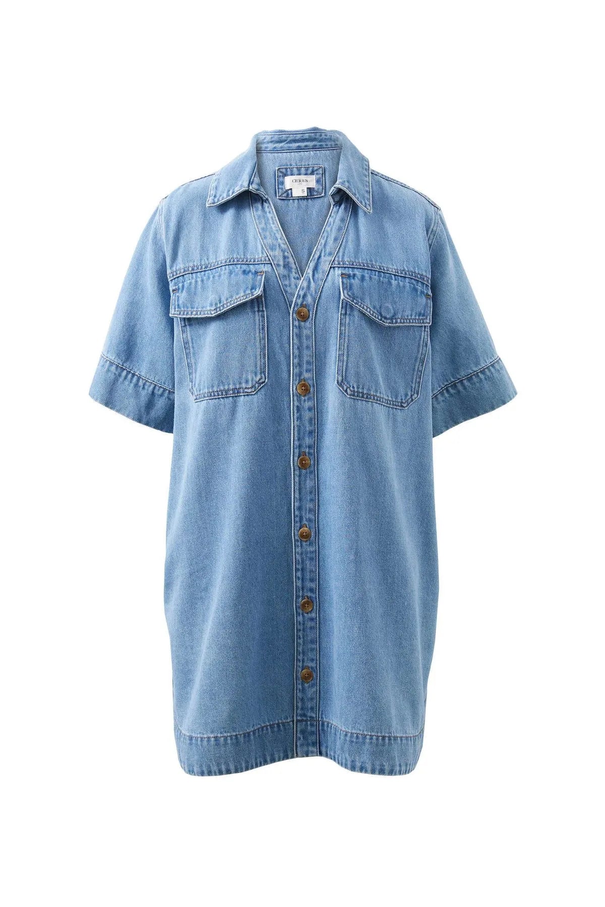 Ceres Life Sammy Relaxed Shirt Dress - Vintage Blue