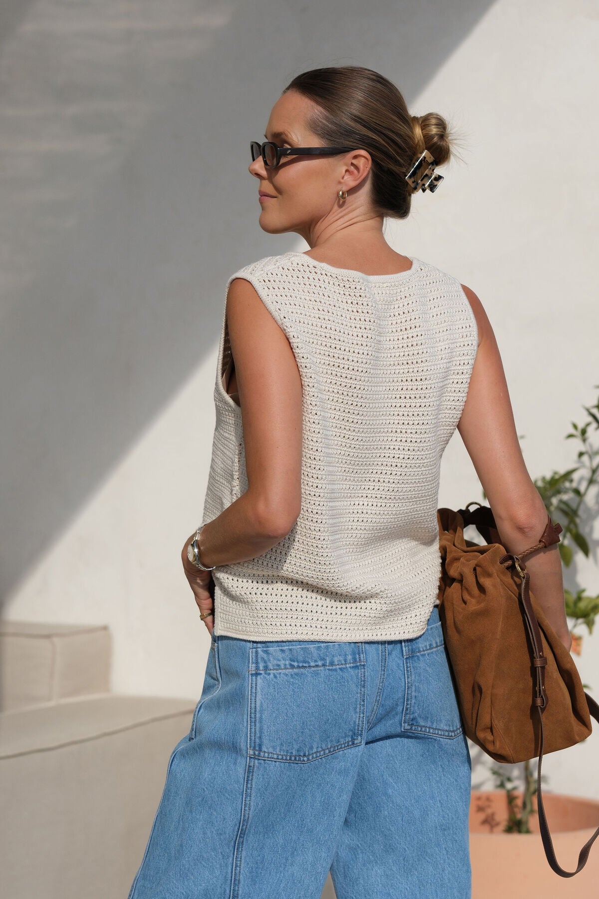Ceres Life Margot Mesh Knit Tank Ecru