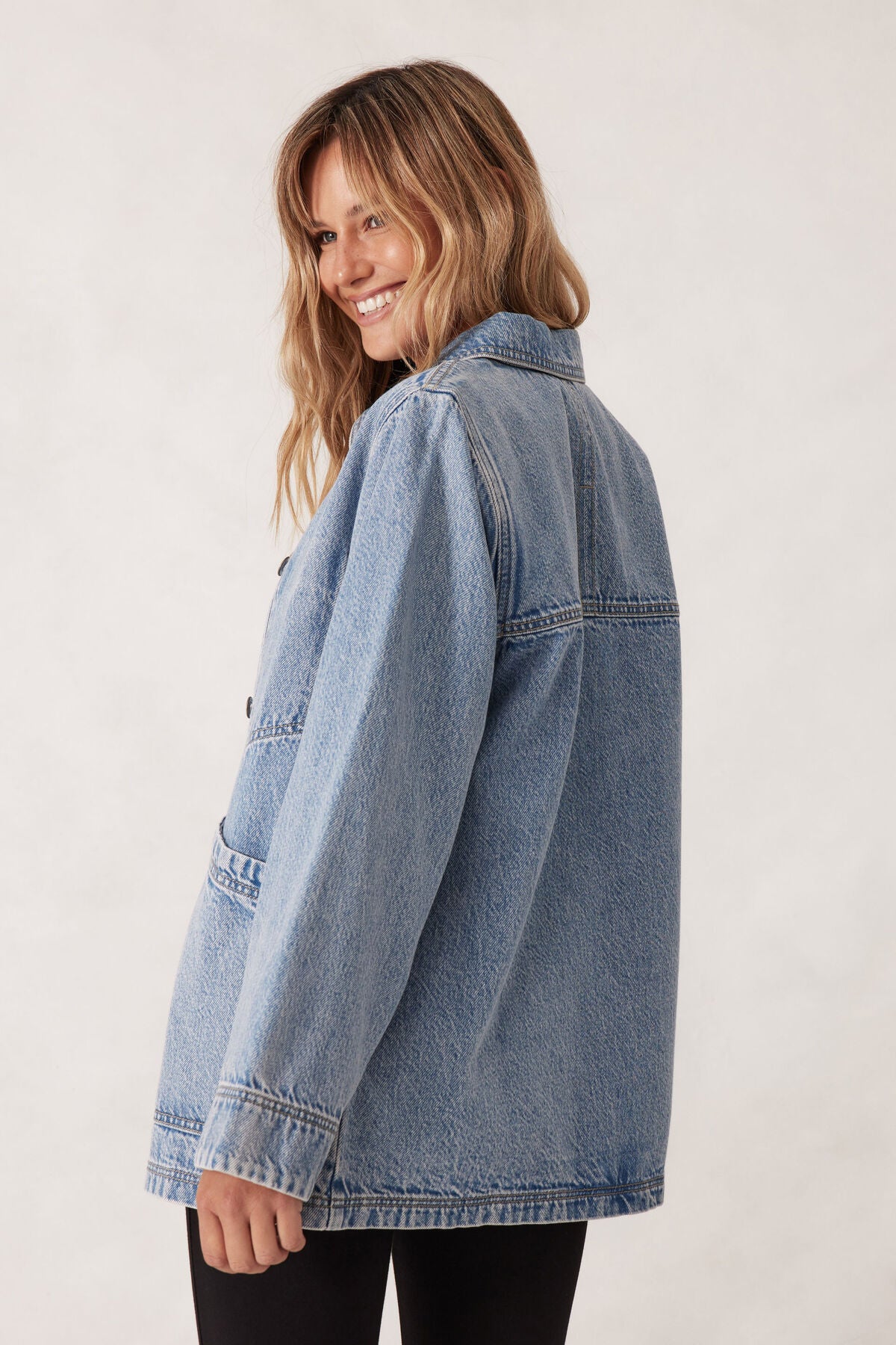 Ceres Life Ava Chore - Shacket Vintage Blue