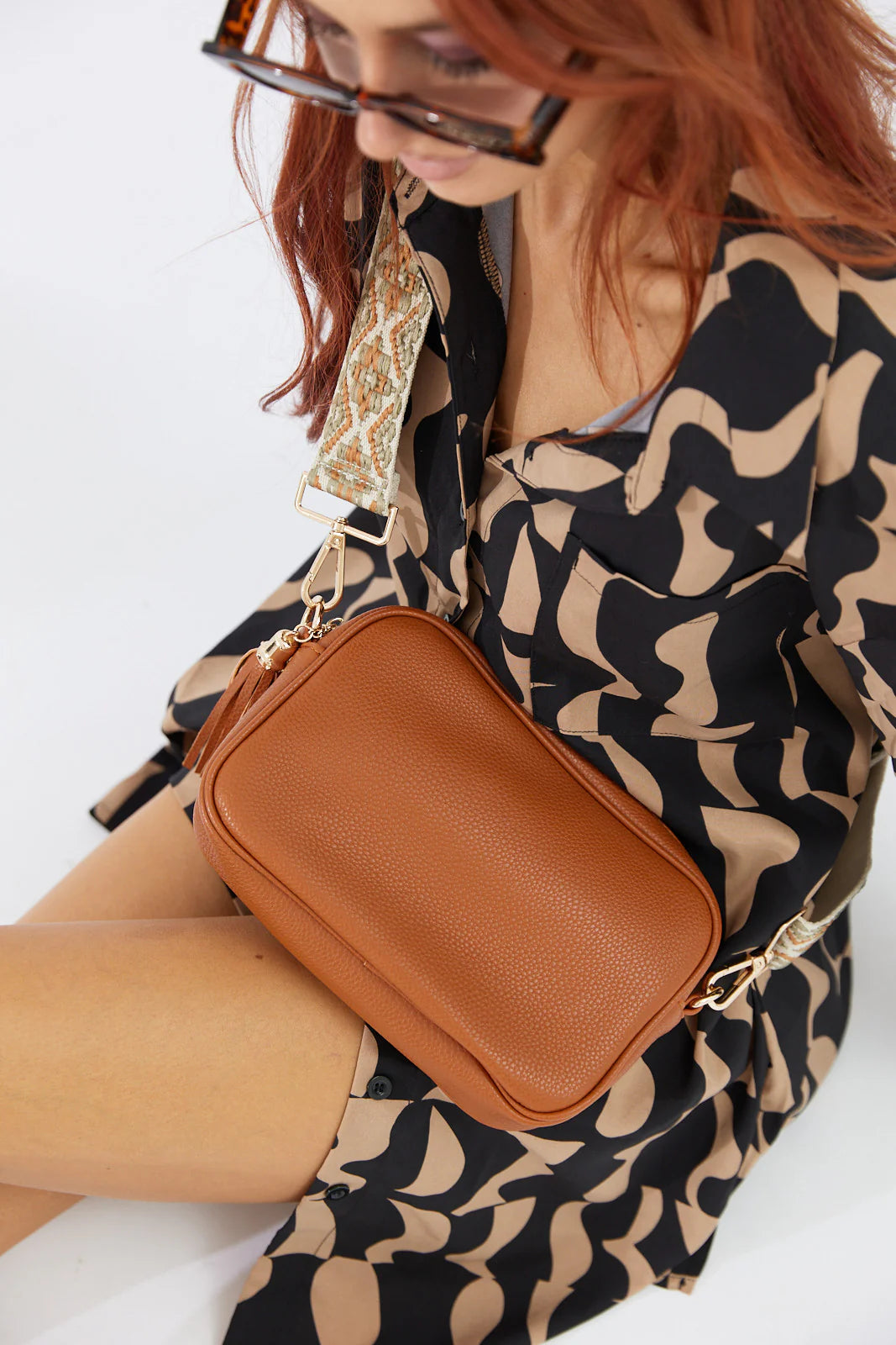 Vegan PU Leather Miami Crossbody: Tan - Nakoa The Label