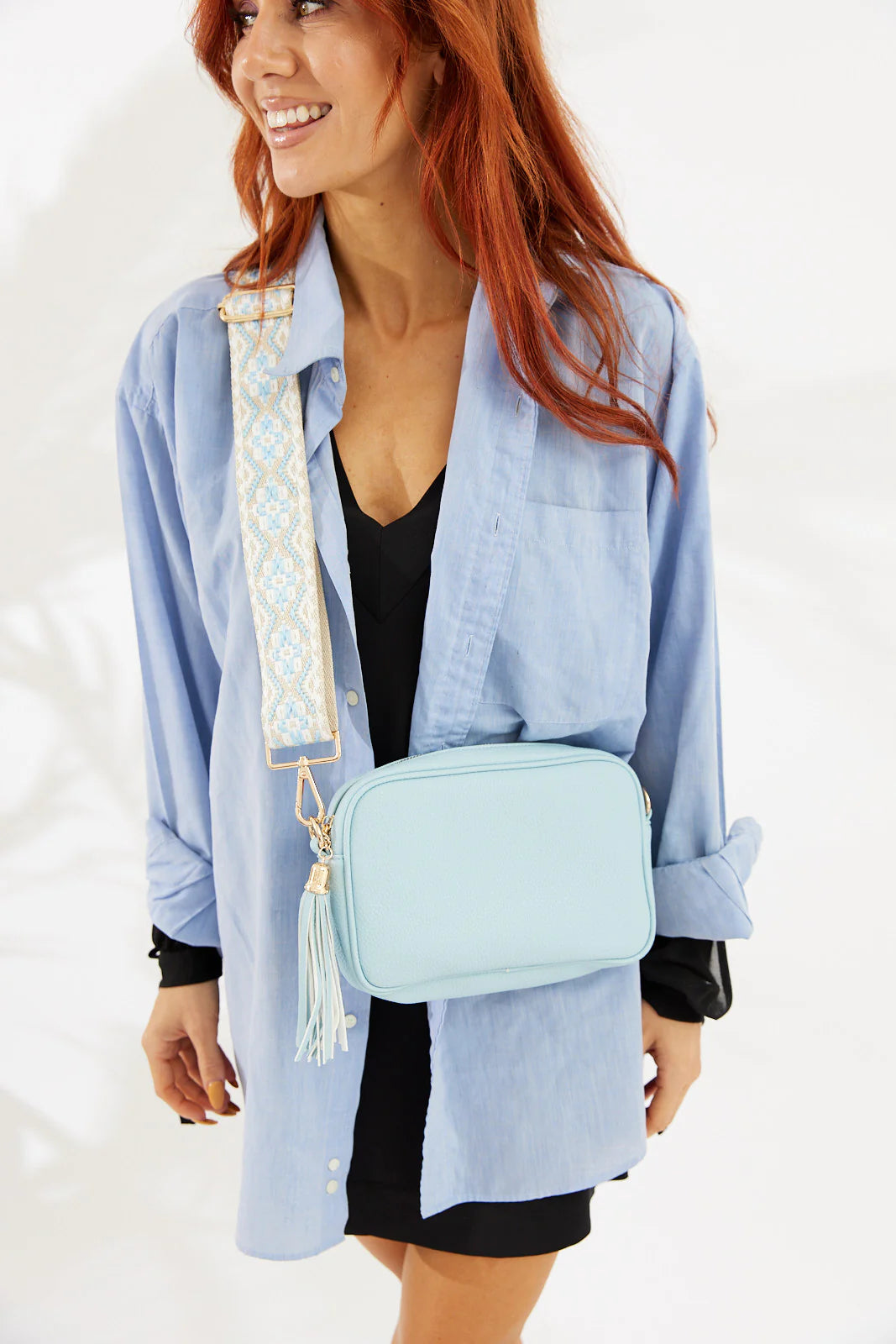 Vegan PU Leather Miami Crossbody: Light Blue - Nakoa The Label