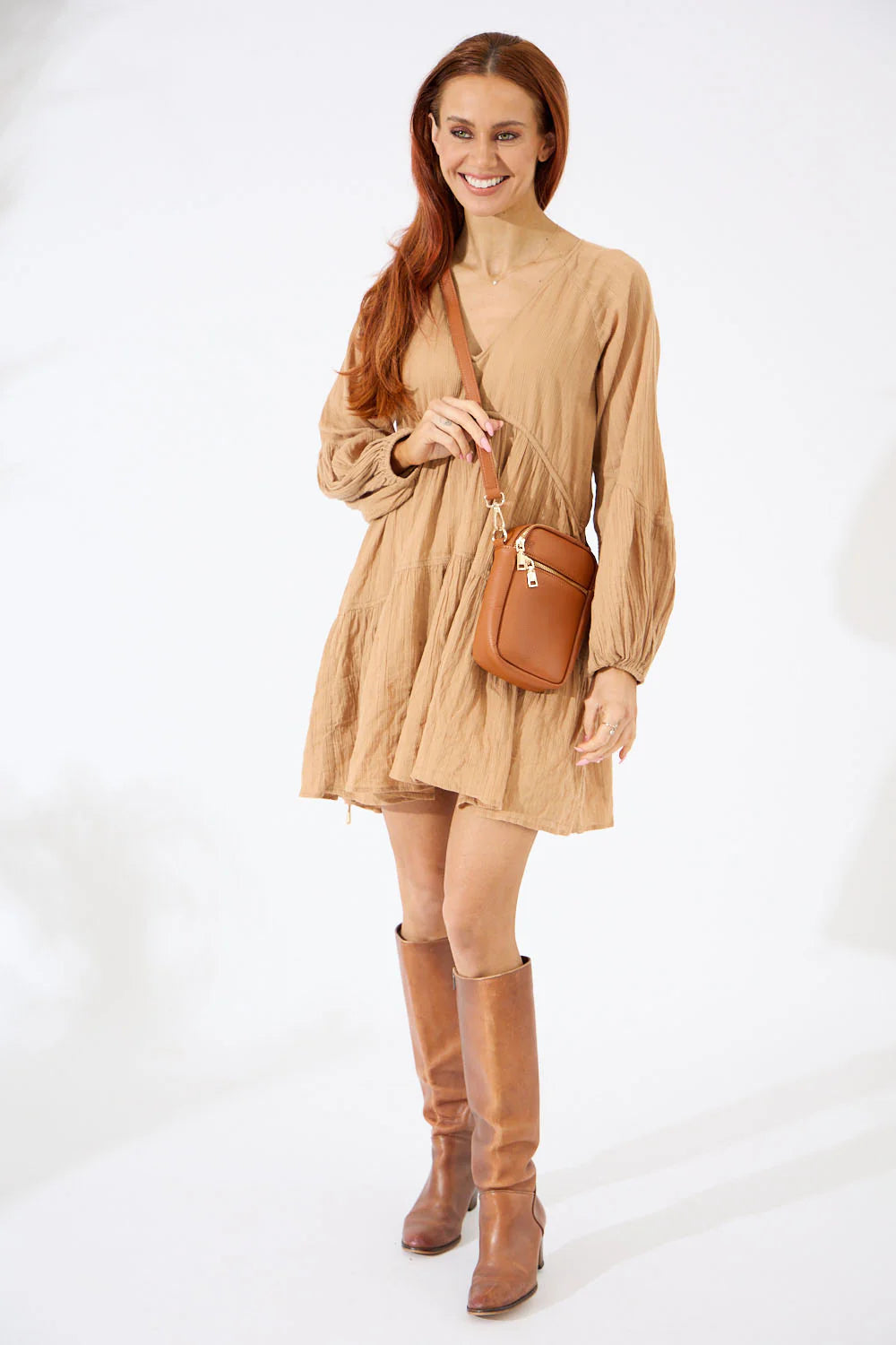 Vegan PU Leather Key West Phone Bag: Tan - Nakoa The Label