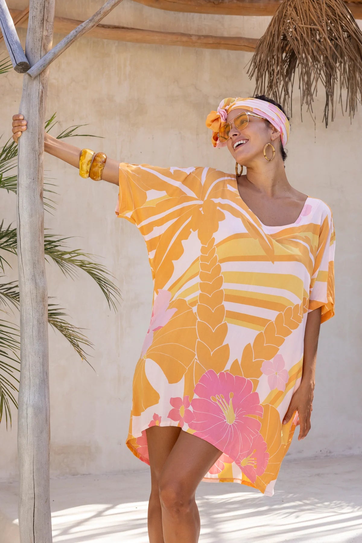 Love Street Paradiso Kaftan - Pink Flamingo