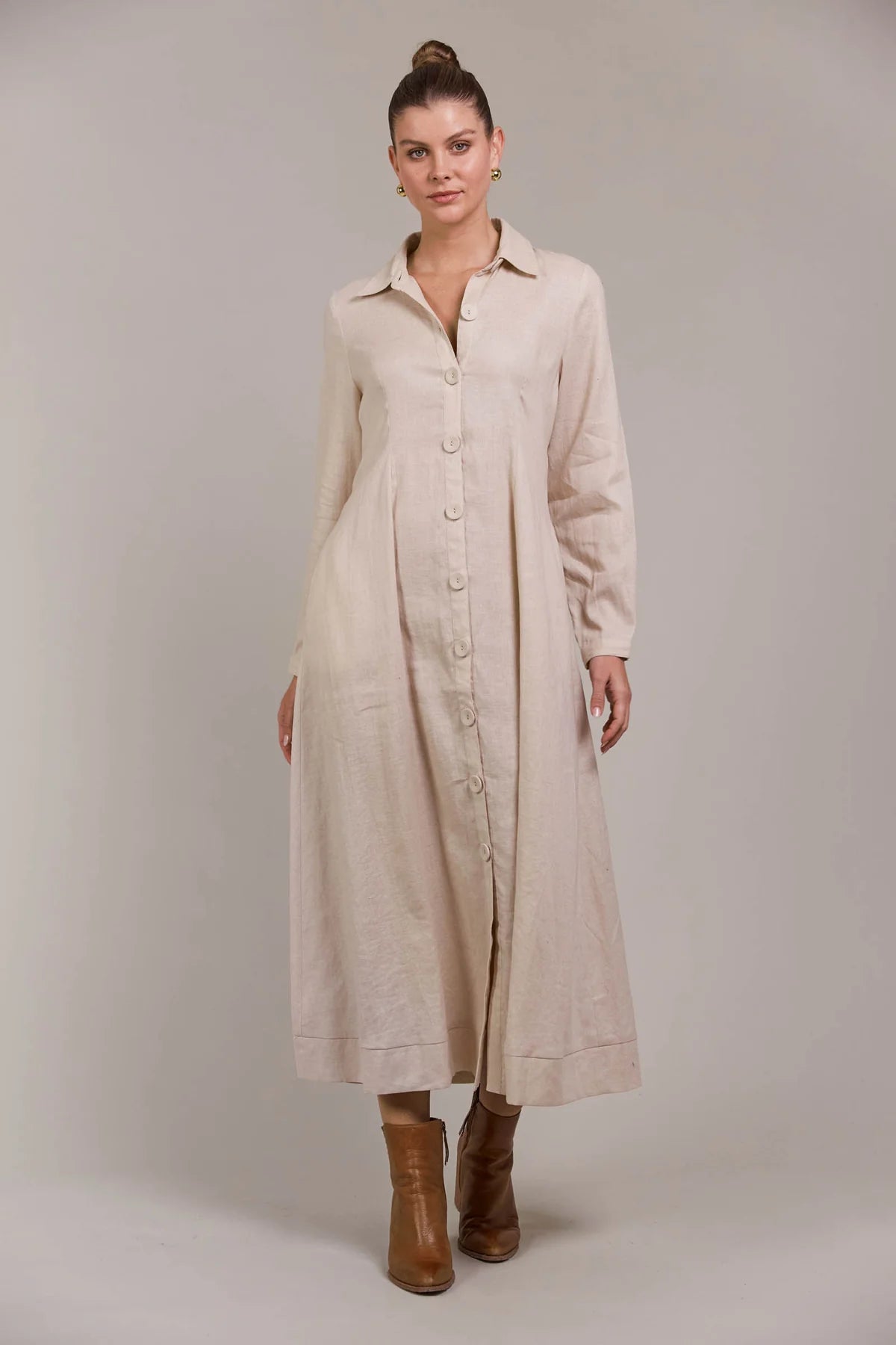 Eb and Ive Laax Shirt Dress Ecru