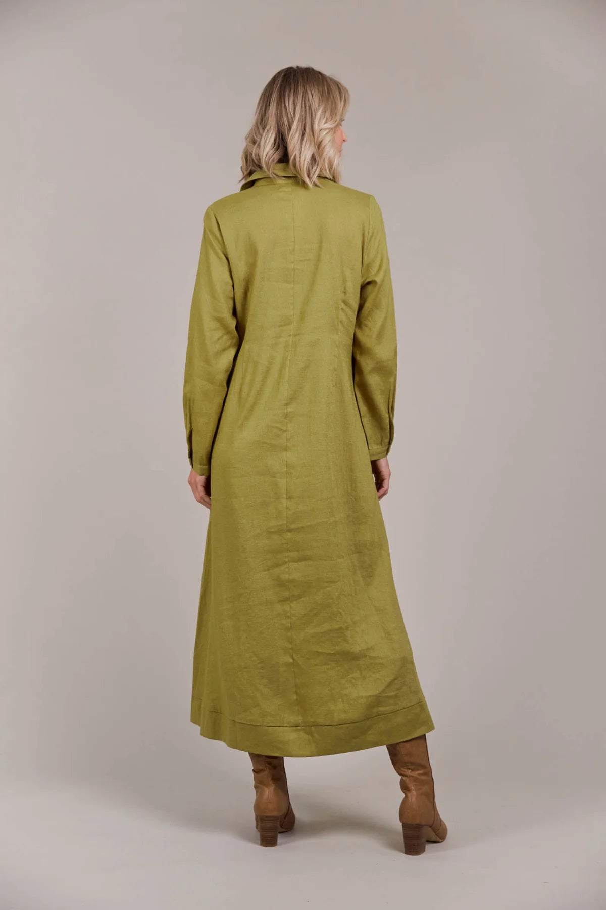Eb and Ive Laax Shirt Dress Chartreuse