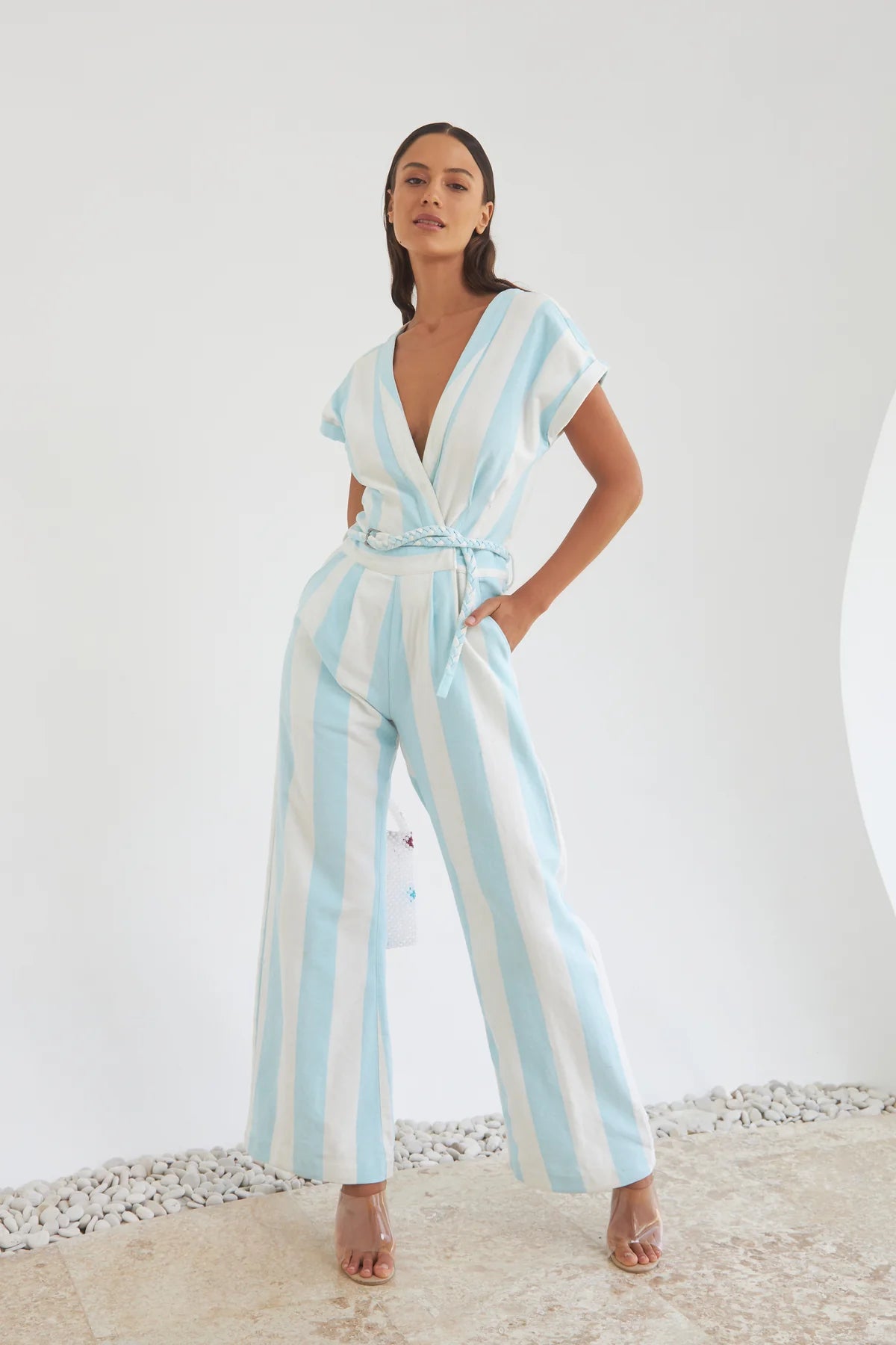 State of Georgia - The Euphoria Jumpsuit - Aqua Stripe