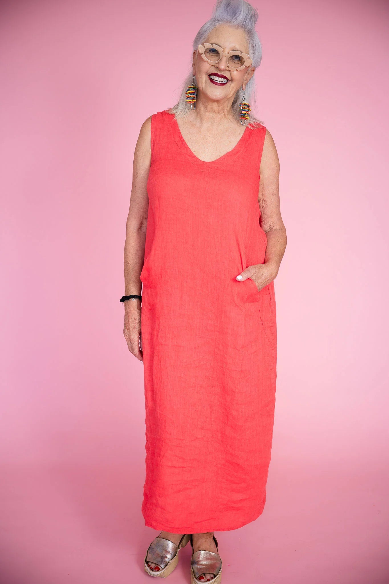 Donna Donna Lisa Dress Coral