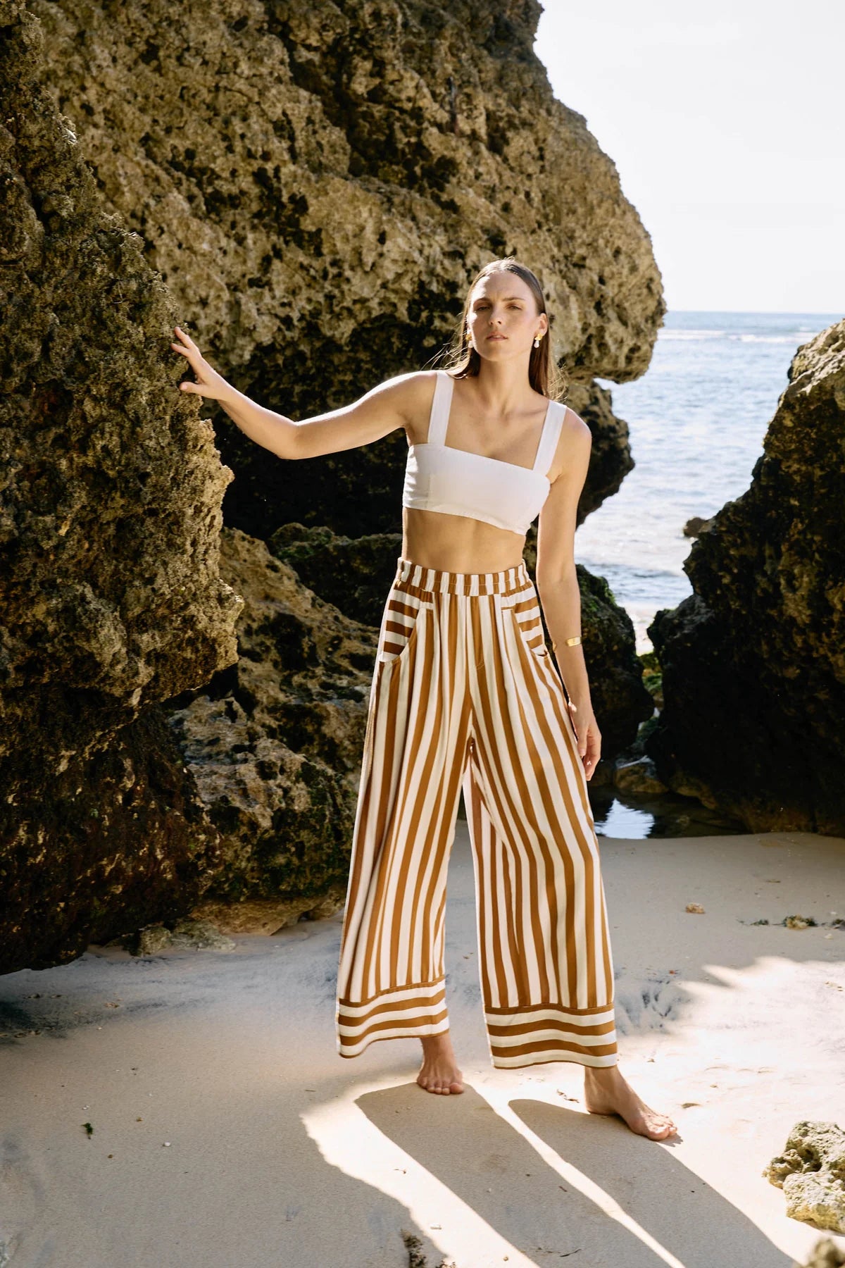 Eb and Ive Treville Stripe Pant - CARAMEL