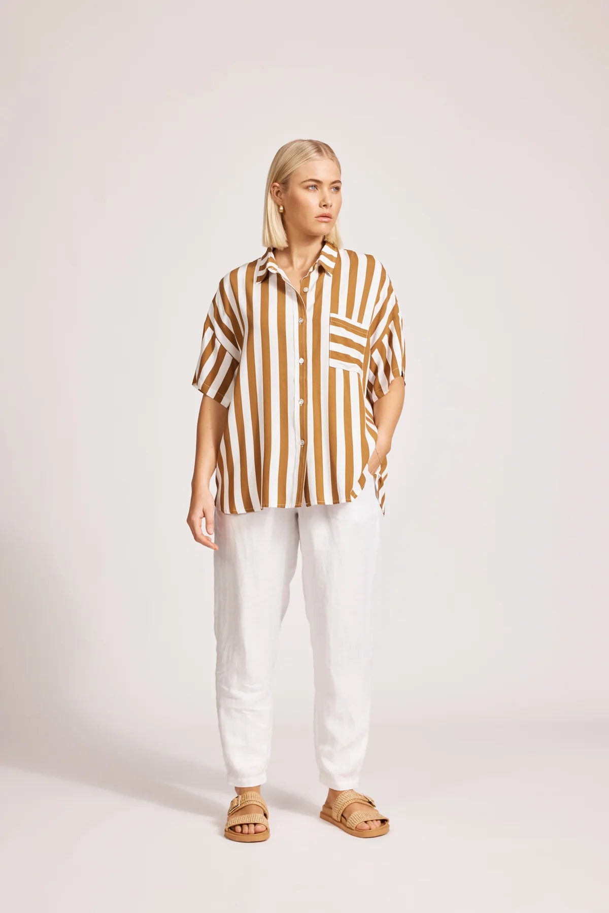 Eb and Ive Treville Stripe Shirt - CARAMEL