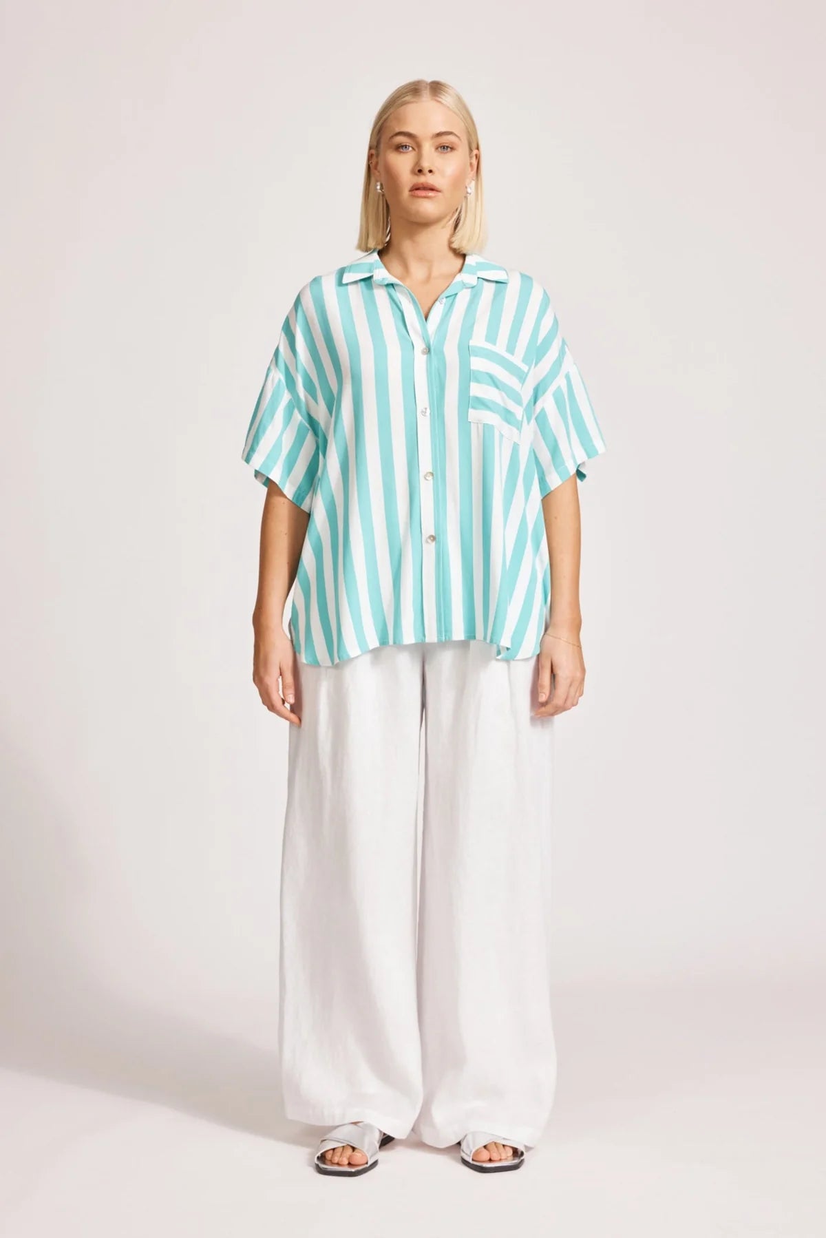 Eb and Ive Treville Stripe Shirt - AQUA