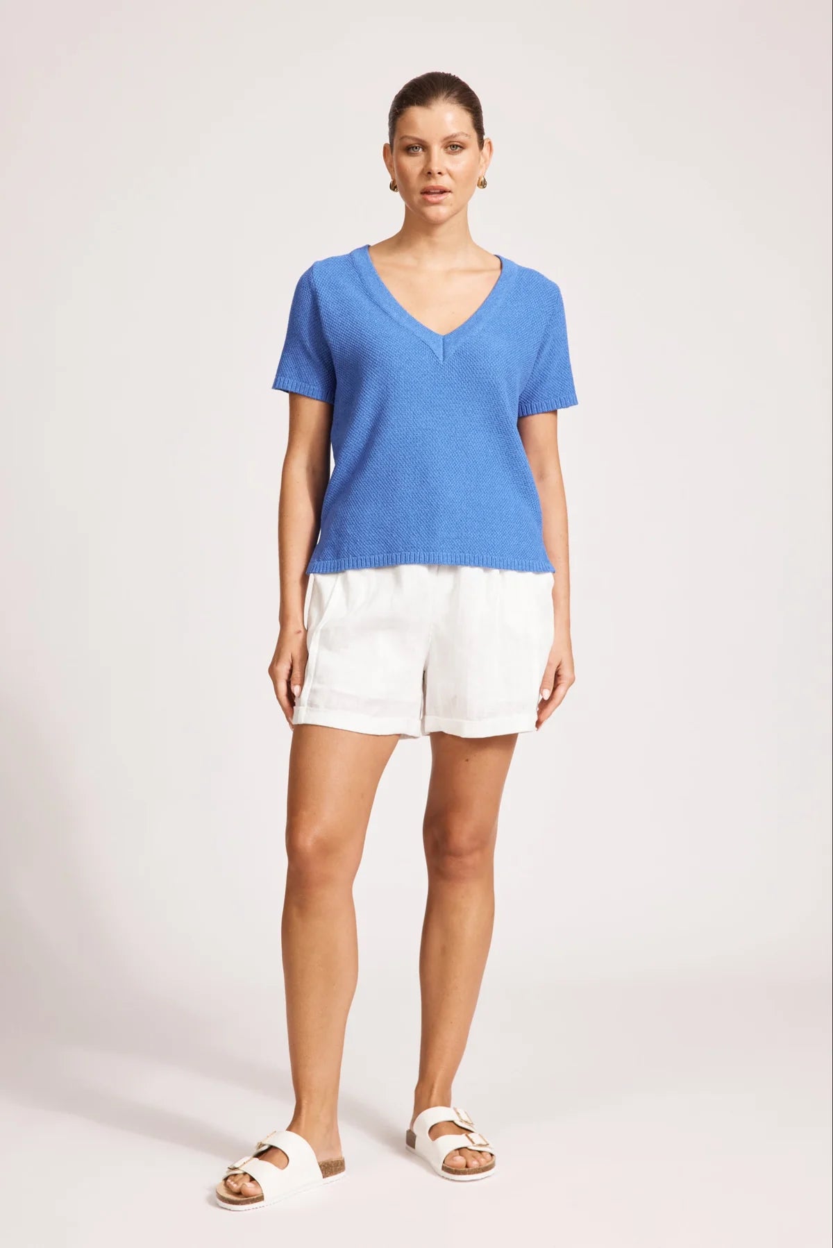 Eb and Ive Artemis V Knit Top Blue