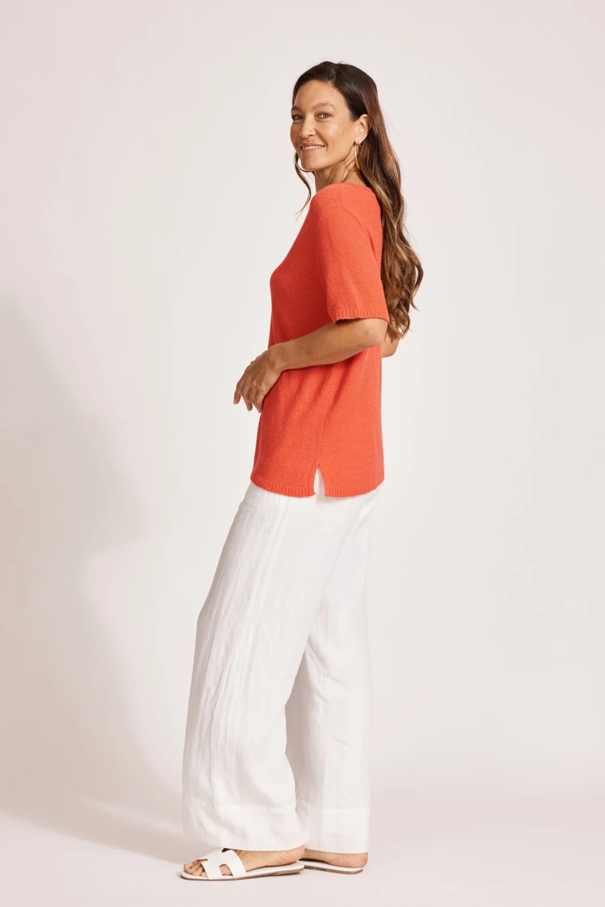 Eb and Ive Artemis V Knit Top Coral