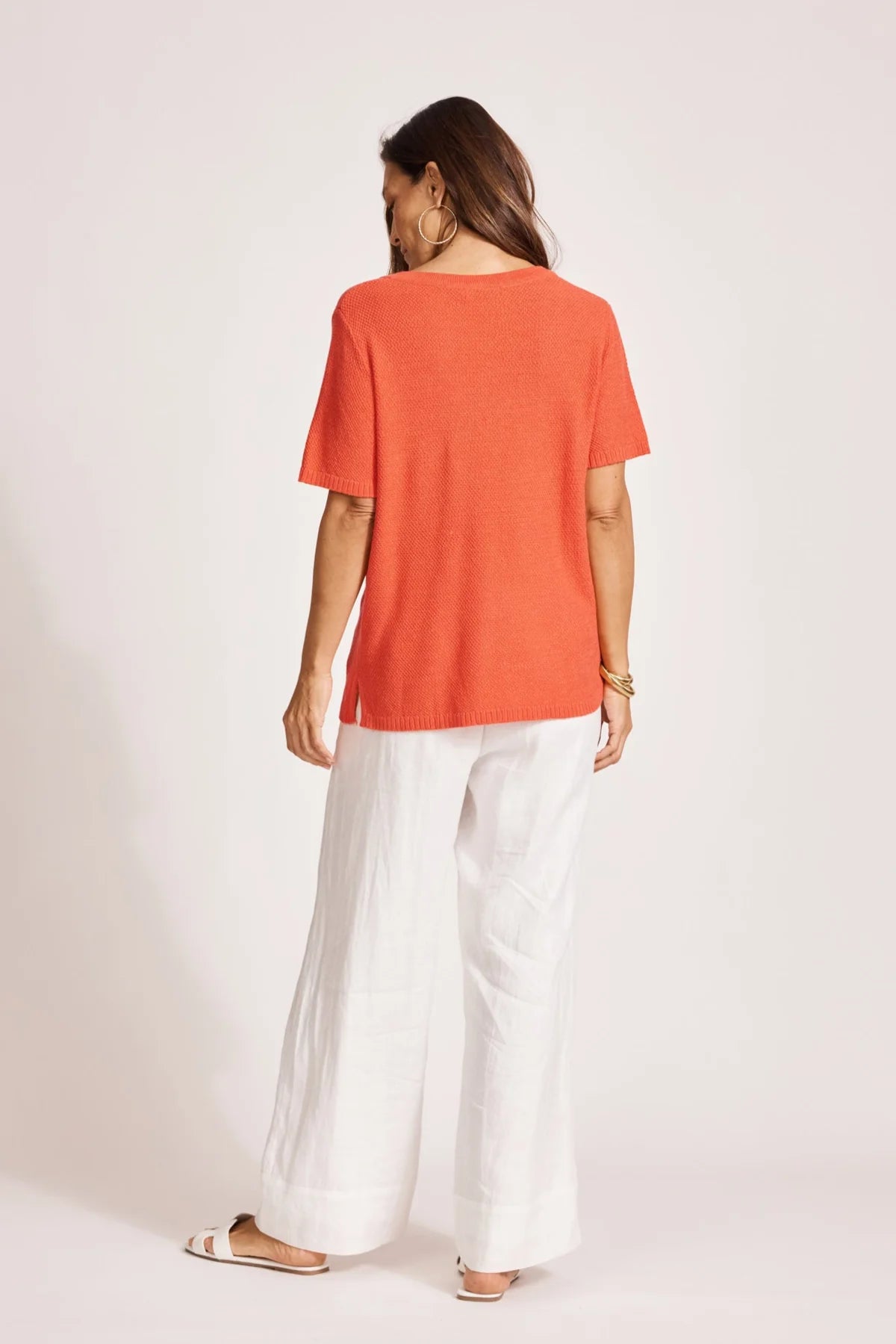 Eb and Ive Artemis V Knit Top Coral