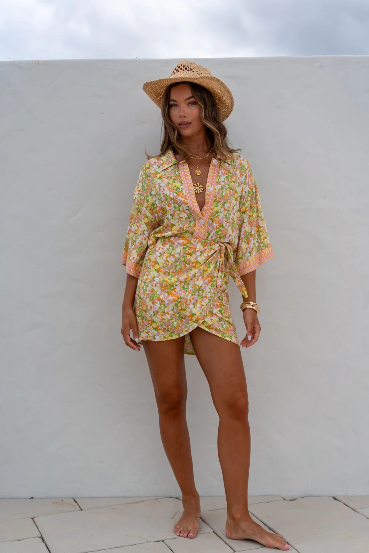 Barefoot Blonde Petal Wrap Mini Skirt