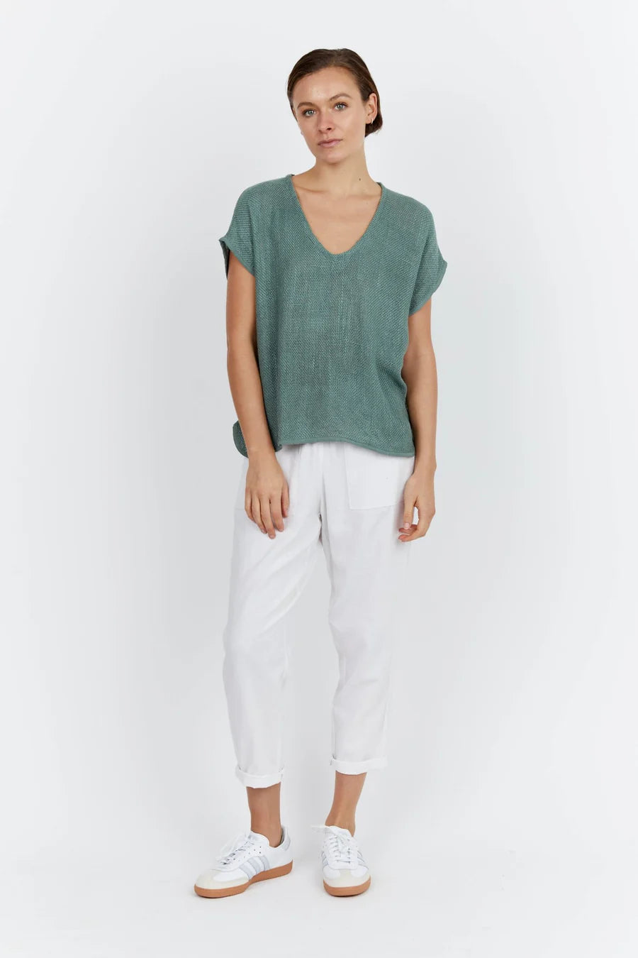 Carbon Paris Hessian V Neck (Seafoam Green)