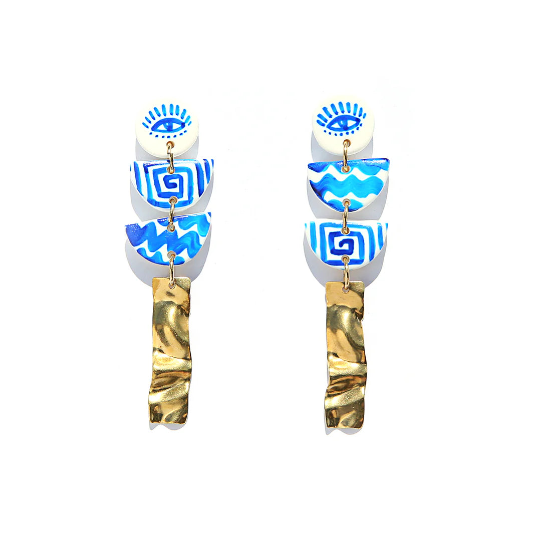 Blue Gold Zigzag Earrings - Kingston Jewellery