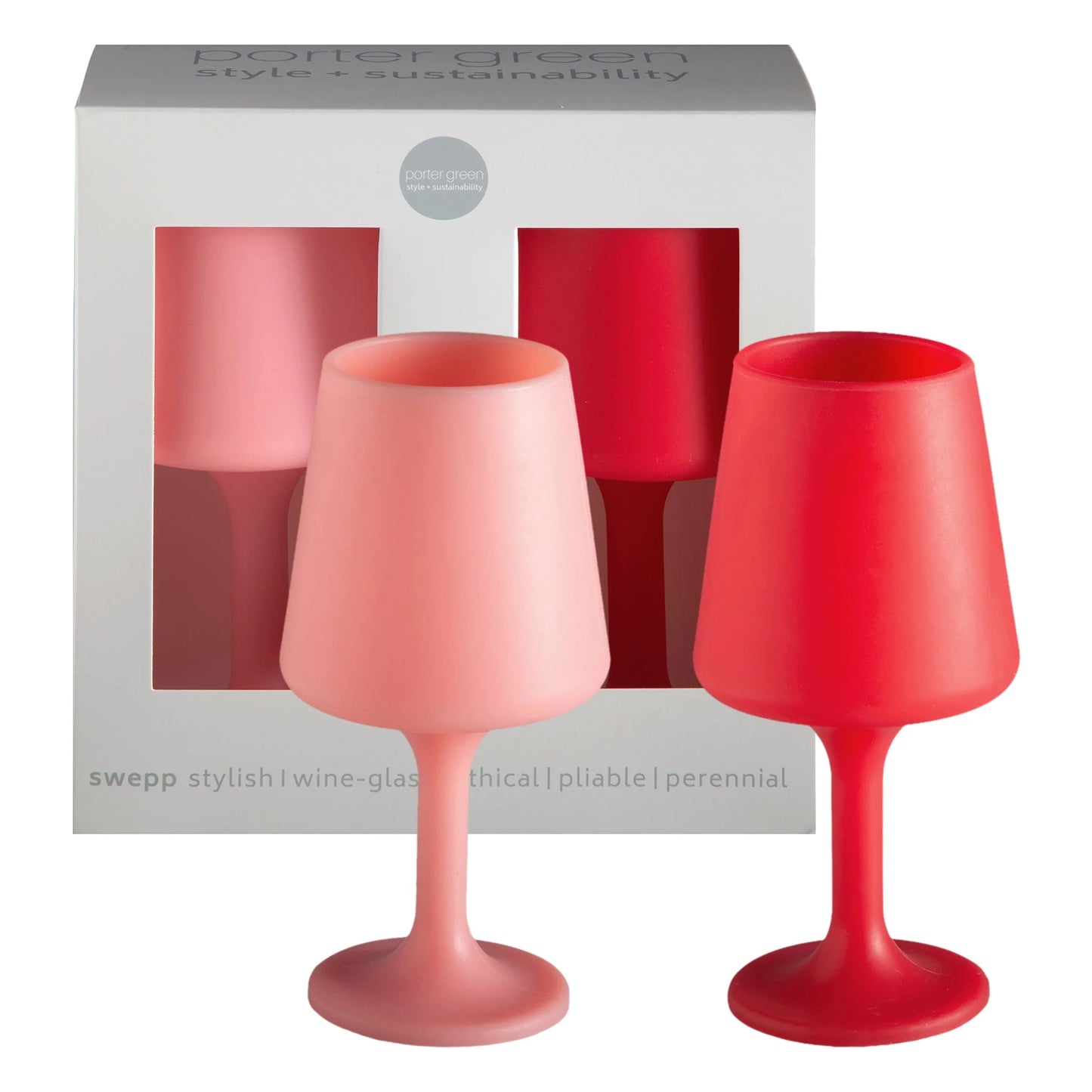 Porter Green Cherry + Blush | Swepp | Silicone Unbreakable Wine Glasses