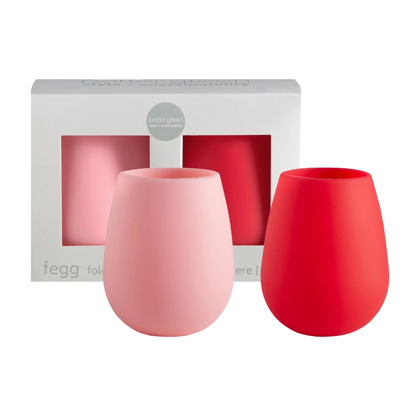 Porter Green Cherry + Blush | Fegg | Silicone Stemless Wine Glasses