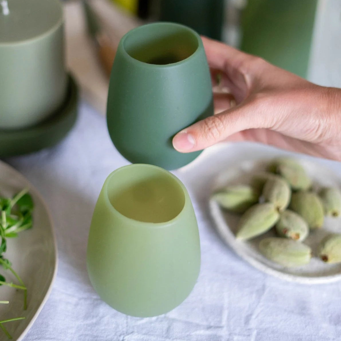 Porter Green Olive + Sage | Fegg | Silicone Stemless Wine Glasses