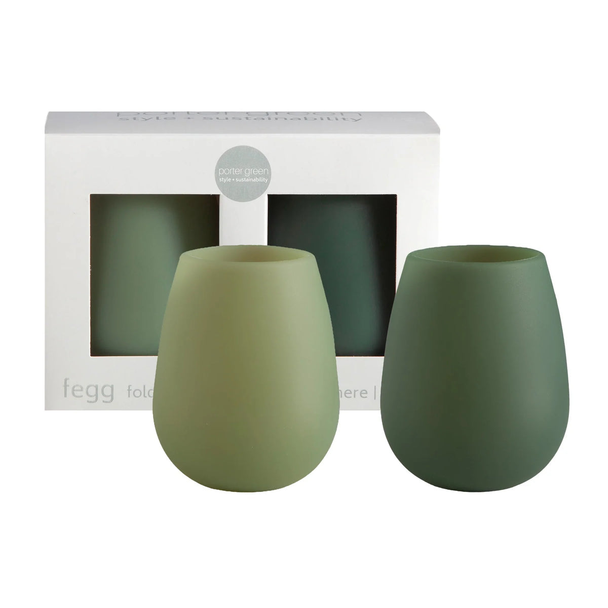 Porter Green Olive + Sage | Fegg | Silicone Stemless Wine Glasses